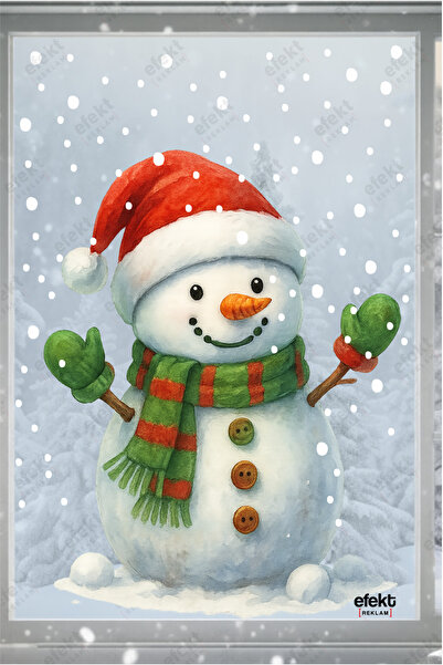 efekt reklam Winter Glow – Snowman and Snowflakes Glass Sticker Collection