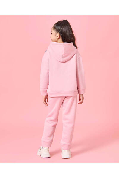 REDTAG بدلة رياضية وردية بغطاء رأس للبنات (قطعتان)