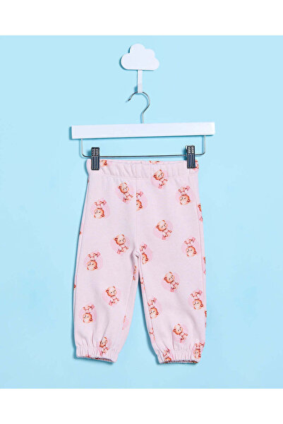 REDTAG بنطال رياضي مطبوع عليه دب وردي للبنات الرضع