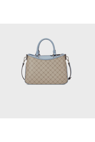 Nine West Kiley Monogram Double Handle Satchel Bag with Zipper Closure and Detachable Strap