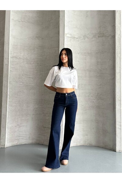 ZDN JEANS Yeni Sezon Yüksek Bel Geniş Paça Kot Pantolon