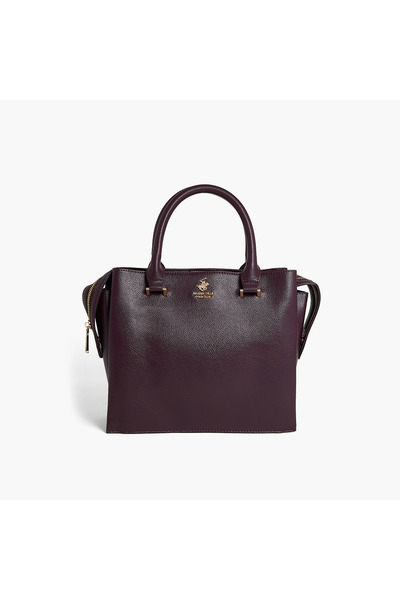 Beverly Hills Polo Club Textured Tote Bag with Double Handle and Zip Closure