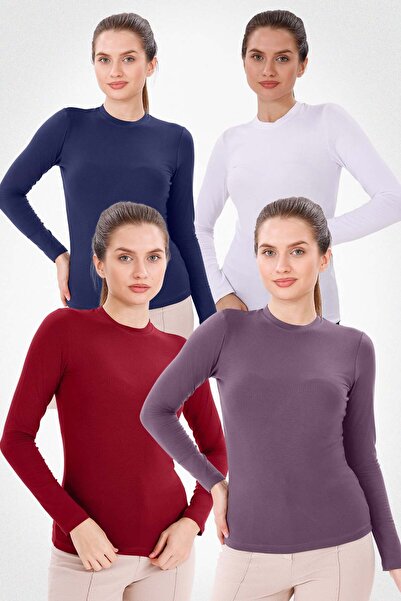 Yade Fashion Uzun Kol Bisiklet Yaka Body 4'lü Set