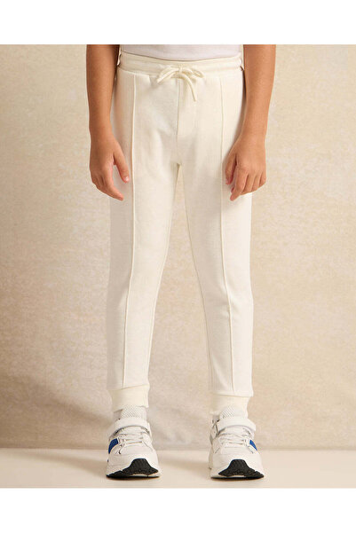 REDTAG Boys Cream Plain Track Pants