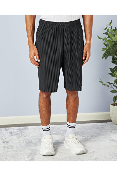 REDTAG Men Black Ribbed Lounge Shorts