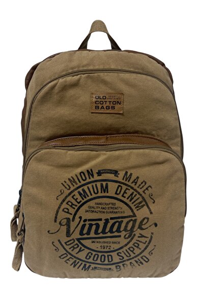 Old Cotton Quality Black Vintage Casual Printed Design Daily Outing School Backpack Revilla Bag 28X38Cm