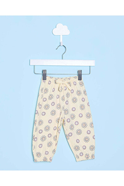 REDTAG بنطال رياضي مطبوع عليه زهور باللون الأصفر للبنات الرضع