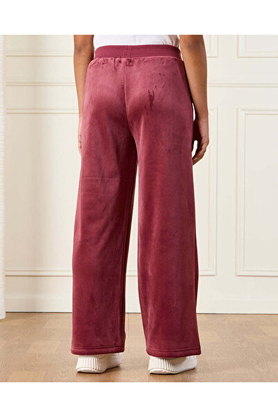 REDTAG Senior Girls Burgundy Wideleg Velour Pants