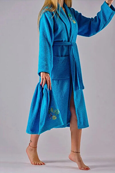 HRN Textile Σετ μπουρνούζι 2 τεμαχίων Alya Luxury Κεντημένο από βαμβάκι (Μπουρνούζι + Πετσέτα)