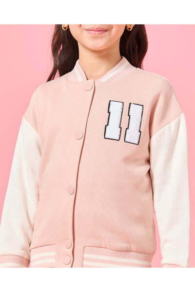 REDTAG بدلة رياضية بأزرار وردية للبنات (قطعتين)