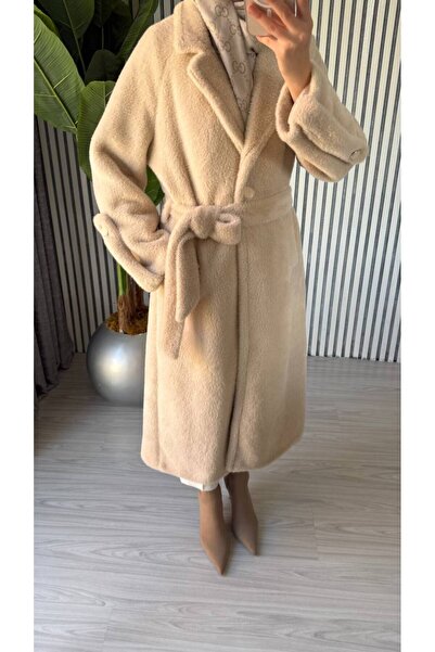 Molly Nelly Γυναικείο μαλακό μακρύ παλτό από τρίχες Angora