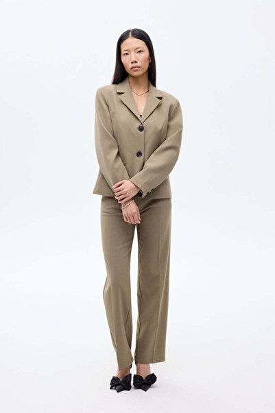 Quzu Double Button Stitching Detail Blazer Jacket