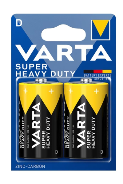 Varta Set of 2 batteries, Varta, Superlife R20, Zinc-carbon, 1.5V, Black/Yellow