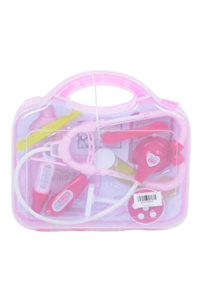 Krista Trusă medicală din plastic cu valiză transparentă, roz