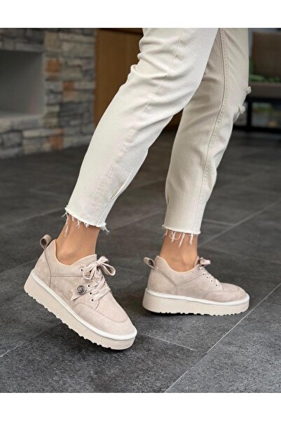 MİSS PARK MODA Suede Lace-Up Women's Casual Shoes