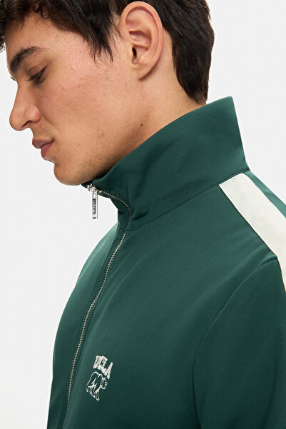 UCLA Ανδρικό φούτερ HALSTON με τύπωμα Standard Fit με σκούρο πράσινο φερμουάρ και τσέπες