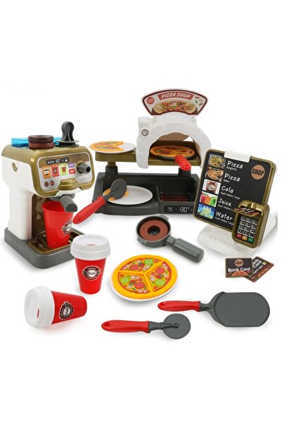 Doris Doris Pizzeria and Cafe Playset, includes pizza oven, coffee machine, cash register and 24 pieces