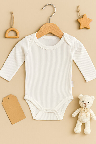 Nayinom Kids Unisex Bebek Uzun Kollu Düz Fitilli %100 Pamuklu Çıtçıtlı Zıbın ...