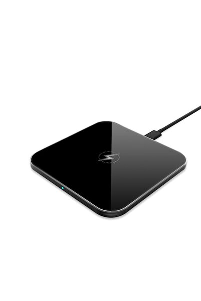 AMYMAT Wireless Fast Charger 15W, Aluminum & 2.5D Glass, Universal, Black
