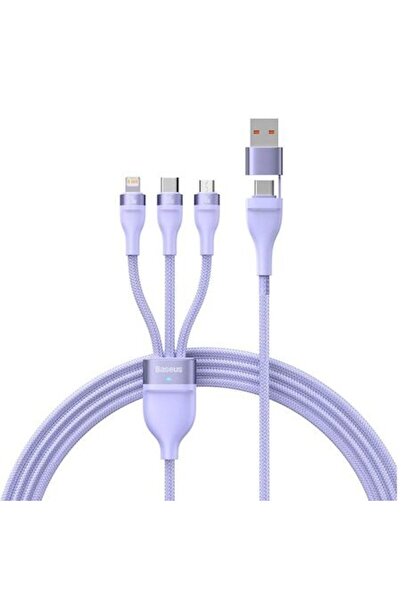 Baseus Flash Series 2 USB Cable, 3-in-1, USB-C / Micro USB / Lightning, 100 W, 1.5 m, Lilac