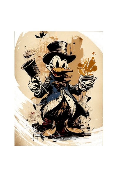 OEM Стикер с Доналд Дък, многоцветен PVC винил с бяла рамка, 10 см