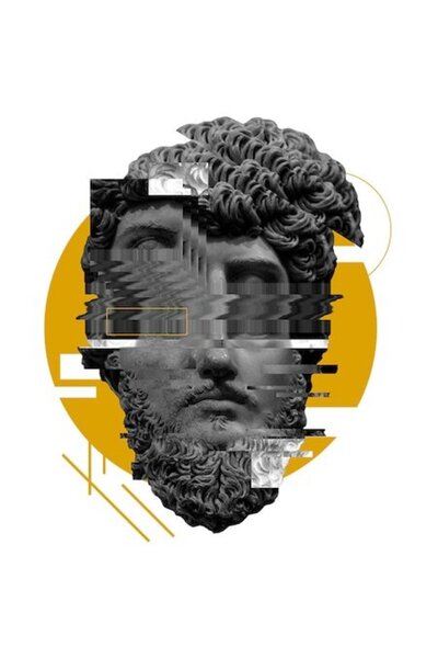 OEM Autocolant Artă Abstractă — Față Sculptură Sfârșită, Artă Greacă, Bordură...