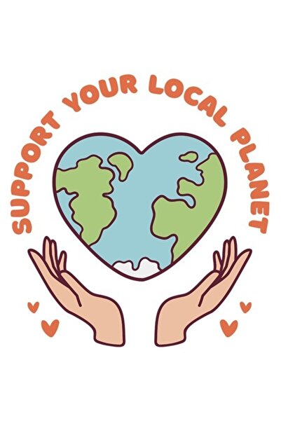 OEM Autocolant Pământ în formă de inimă ținut în mâini – „Susține-ți planeta ...