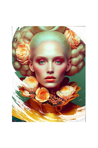 OEM Autocolant portret regină carnaval, machiaj roz colorat, guler înalt cu f...