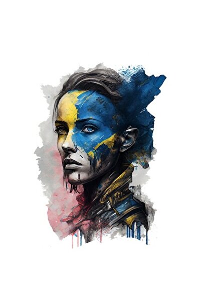 OEM Autocolant cu războinic cu ochi albaștri, steag ucrainean, față pictată, ...