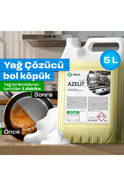 GRASS Azelit Konsantre Yağ Çözücü Bulaşık Deterjanı 5 Lt - Yanmış Yağ ve Kir ...