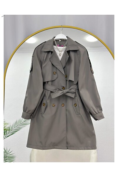 YEDİLALE Long Trench Coat with Apolet and Wind Breaker [90 cm Medium, up to Size 48]