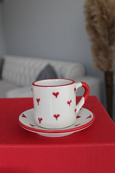 Inspire Ceramic Heart Patterned 2-Person Cup Set