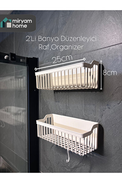 ATA HOME Miryam Home 2’li Banyo Mutfak Lavabo Altı Düzenleyici Raf Seti Beyaz