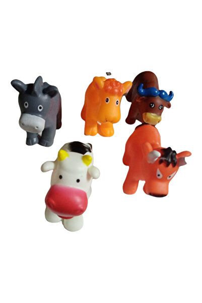 Krista Set of 5 rubber bath toys, farm and wild animals