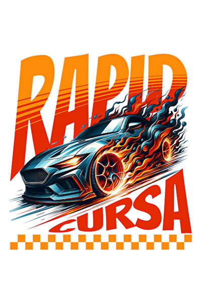 OEM Autocolant negru pentru mașină sport în flăcări – text „Rapid Race”, bord...