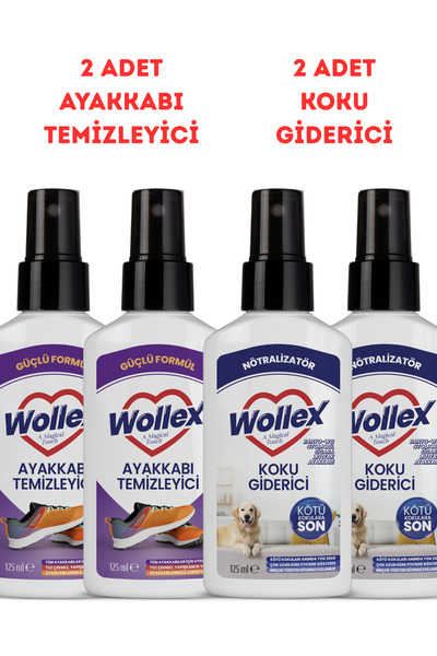WOLLEX Avantaj Paketi – 2 Ayakkabı Temizleyici + 2 Koku Giderici (Toplam 4 Adet)