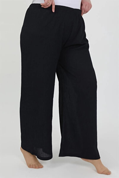 alfa expres Clothing Women's Plus Size Wrinkled Pants Navy Blue