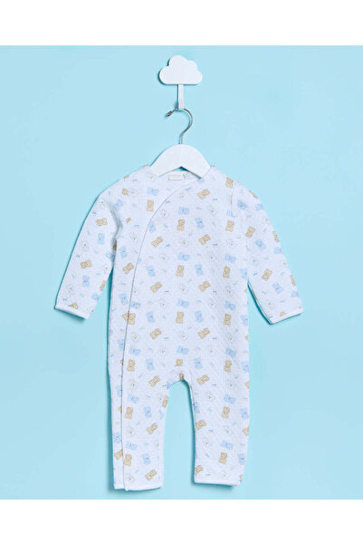 REDTAG Baby White Allover Print Quilted Romper suit