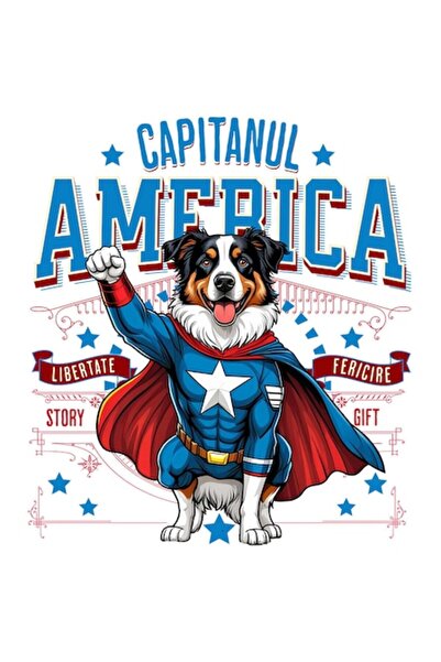 OEM Αυστραλιανό σκυλί ποιμενικό με κοστούμι Captain America, αυτοκόλλητο από ...