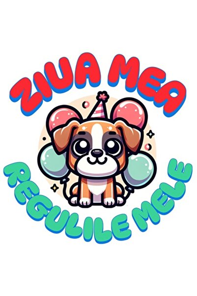 OEM Autocolant cu cască și câine maro fericit - „Ziua mea, regulile mele” - v...