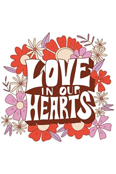 OEM Εξατομικευμένο αυτοκόλλητο «Love in Our Hearts» Λουλούδια με λευκό περίγρ...