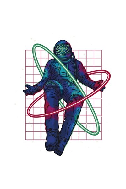 OEM Astronaut Sticker Floating Around Two Green & Red Rings, Multicolor PVC V...