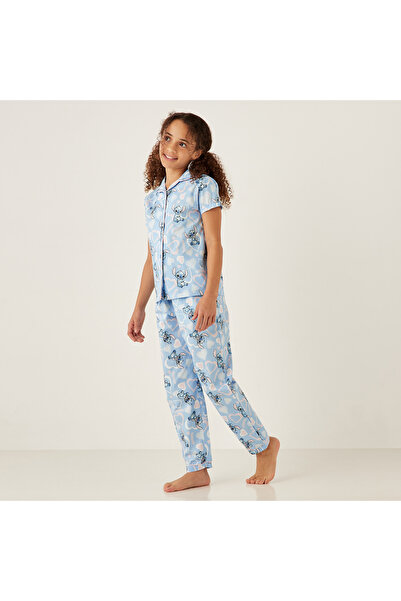 Disney Stitch Print Shirt and Pyjama Set