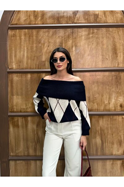 ZF BUTİK سترة بنمط البقلاوة مع طيات على الكتف