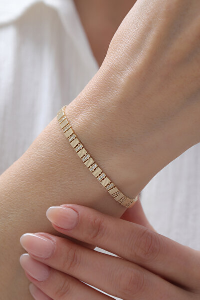 YAVUZ KUYUMCULUK 14 Ayar Altın Yarı Taşlı Modern Bileklik