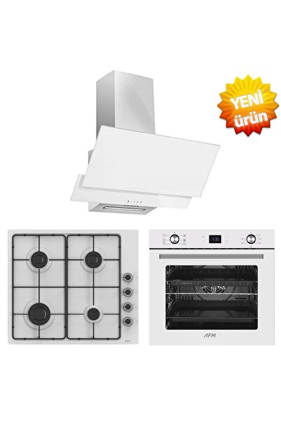 Ferre ve AFM tech Markalı /FİORA Beyaz Dijital Ankastre Set (EL066 EMAYE OCAK +FM3301 + FM7701)