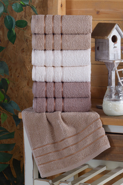 HRN Textile مجموعة من 6 مناشف قطنية لليدين والوجه، مجموعة مناشف المطبخ - 40 × 60 سم