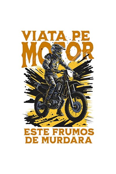 OEM Autocolant siluetă motocicletă cu textul „Viața pe motocicletă e murdară”...