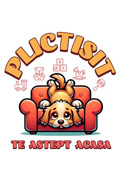 OEM Autocolant - Câine plictisit pe canapea așteptând stăpânul, margini albe,...