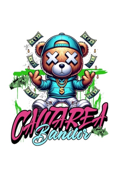 OEM Autocolant ursuleț de pluș gangster cu bancnote zburătoare, „În căutarea ...